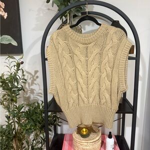 🤎 Lalavon Cable Knit Sweater Vest – Neutral Beige size small🤎 oversized